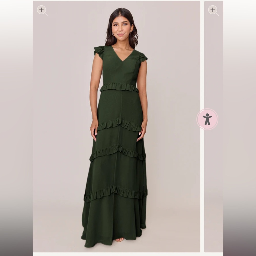 Revelry Amelia Chiffon Dress in Deep Olive